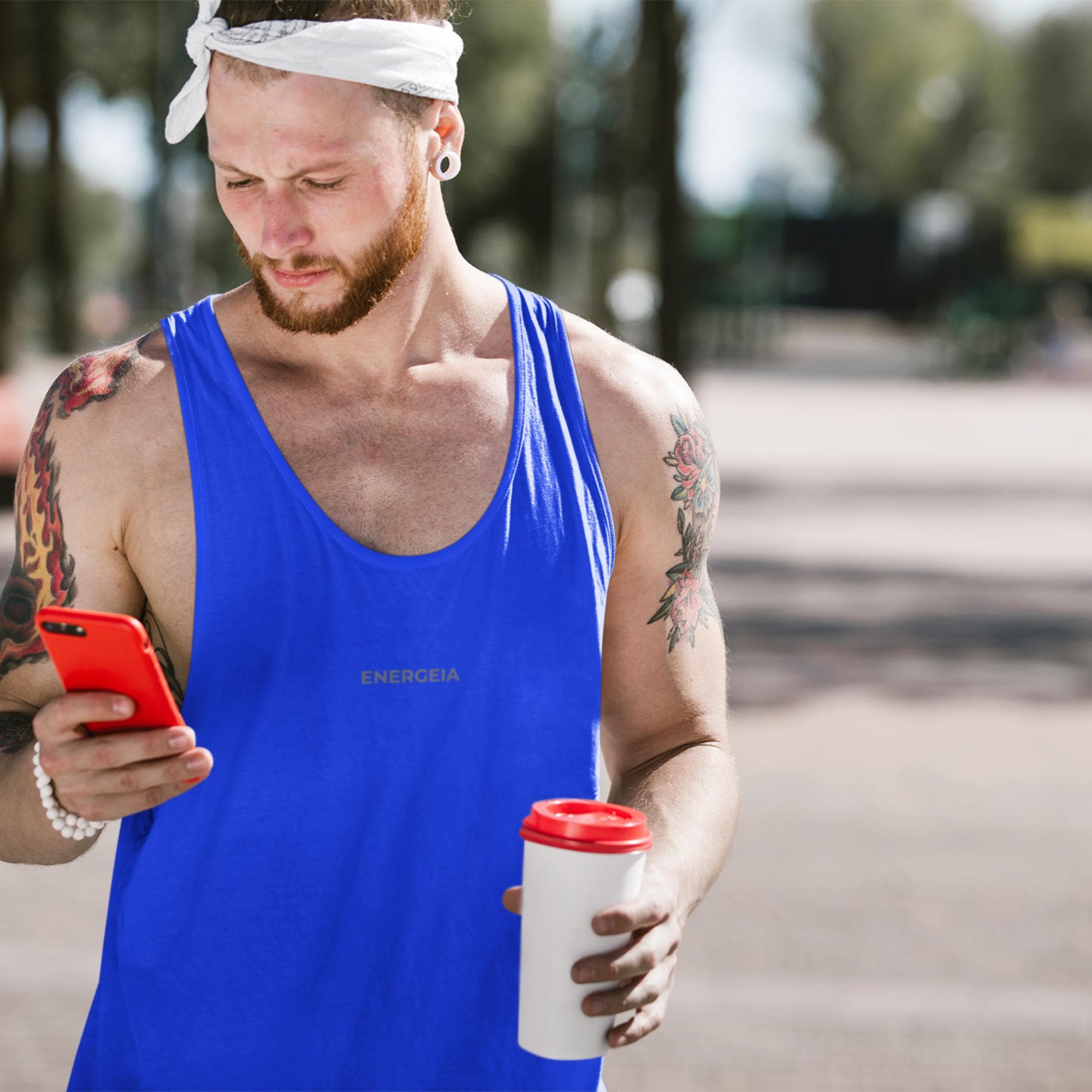 Energeia Mens Muscle Vest SF236 Bodybuilding Gym Workout Top