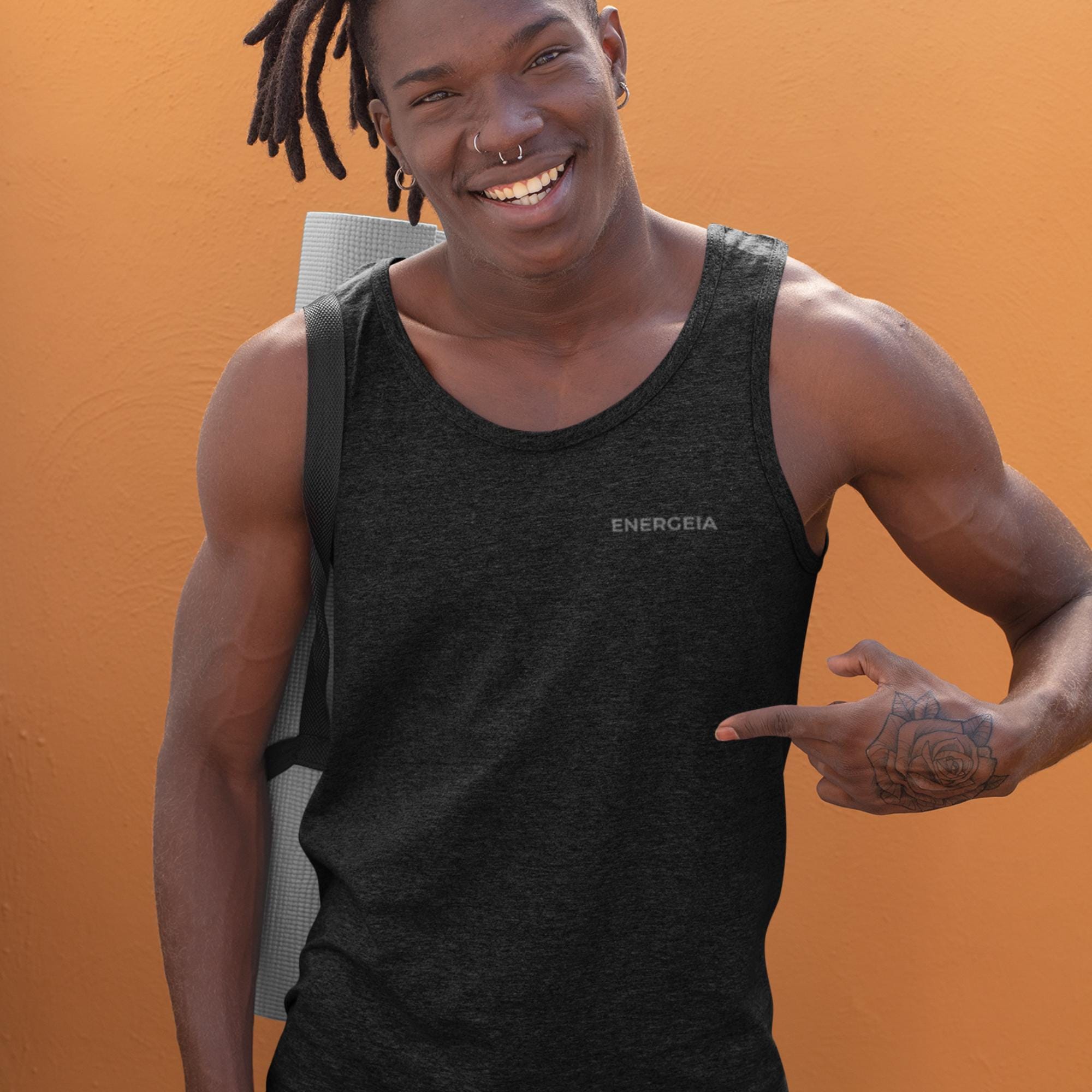 Energeia Mens Jersey Tank Top Gym Workout Vest