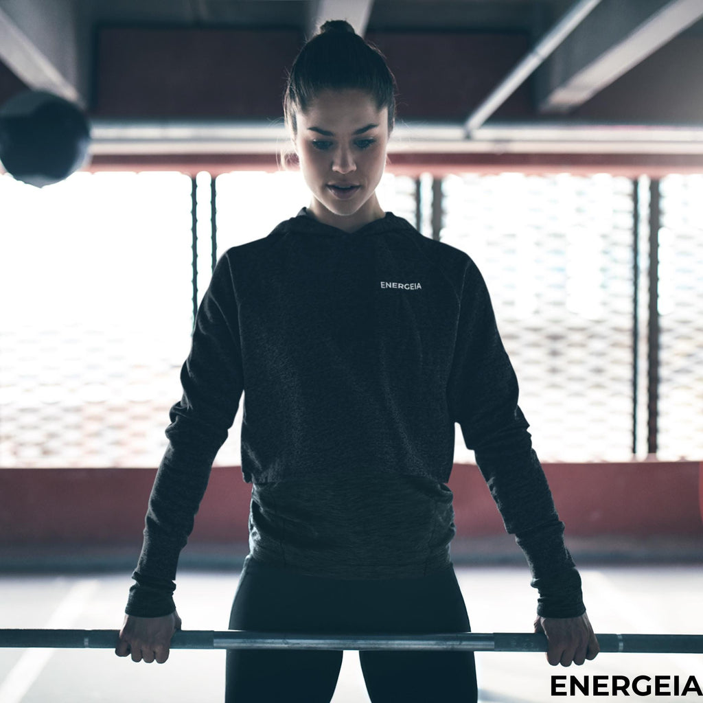 Energeia Cropped Hoodie | Bella Womens Gym Sweatshirt | Ladies Athleisure & Fitness Top